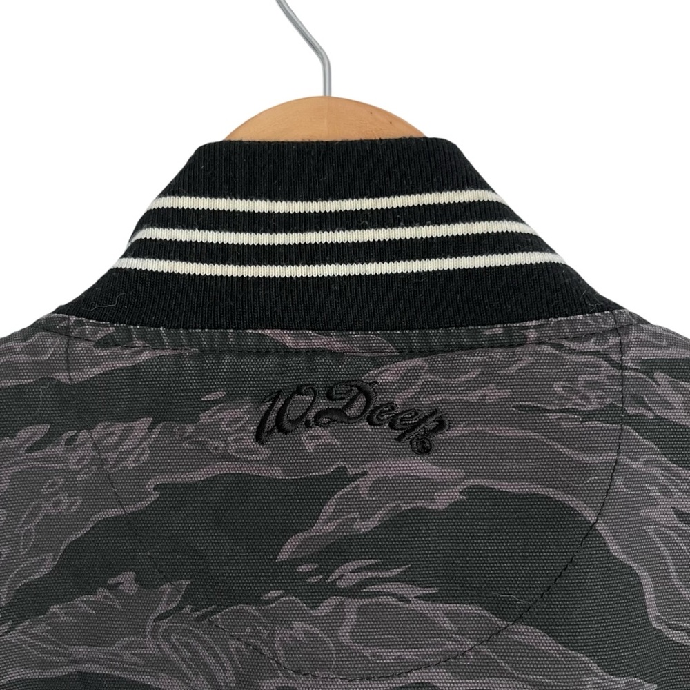 10.Deep Varsity Jacket Medium Camo Black Streetwear Rare - Picture 8 of 15